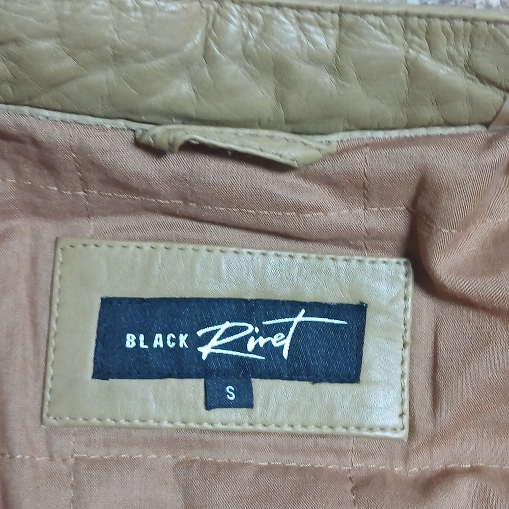 EUC Black Rivet Men's Tan Bomber Jacket 100% Leather - Picture 3 of 8